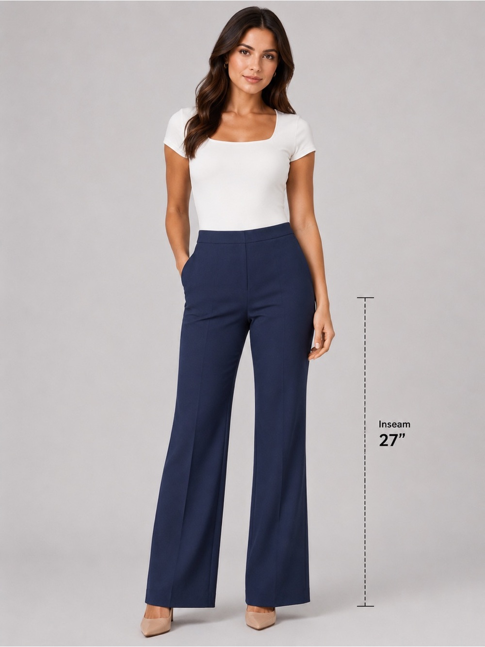 MNG Women's Navy Blue Dress Pants - Size XS - Side Zipper